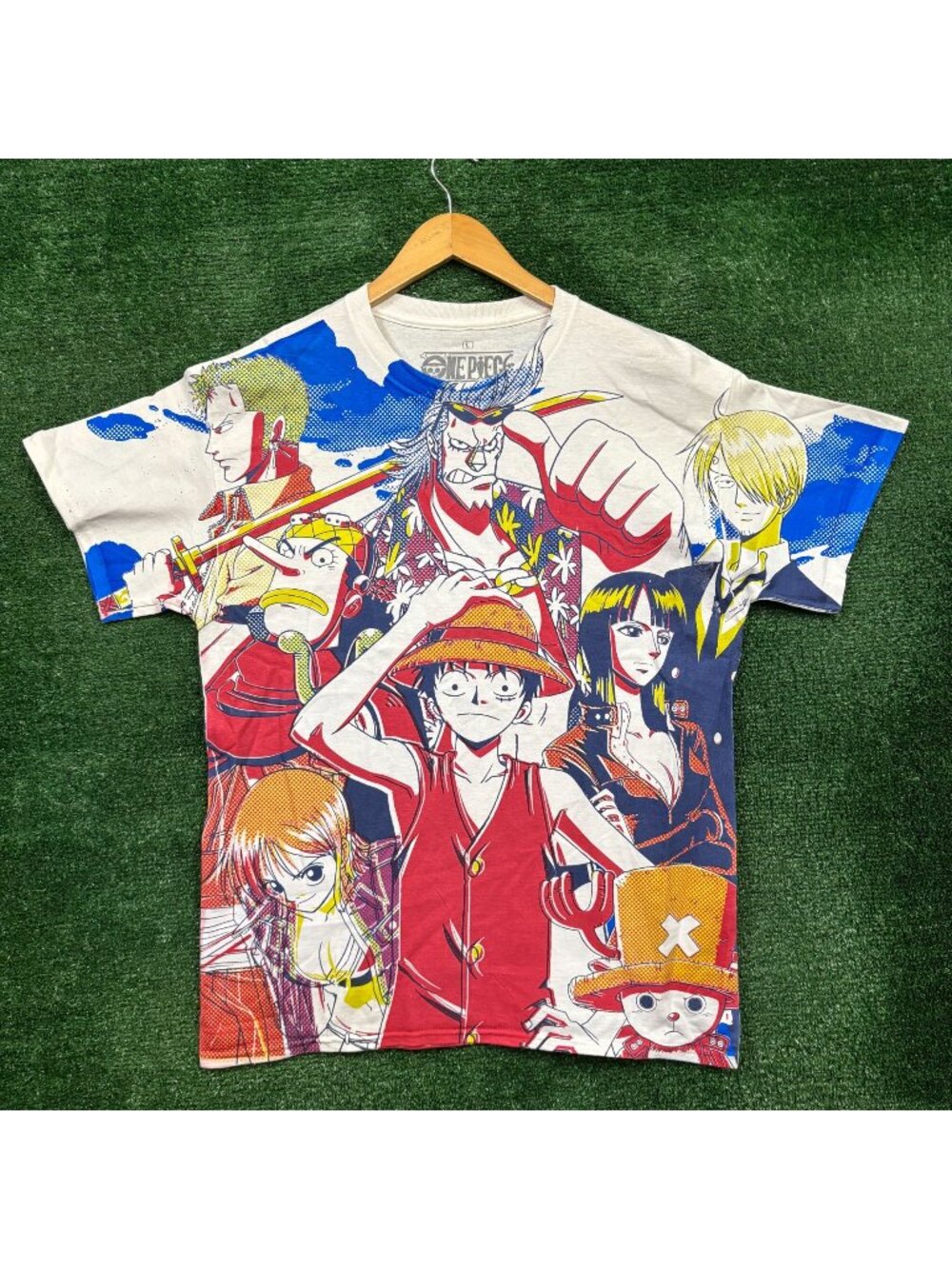 One Piece Straw Hat Crew Anime Poster T-Shirt Size Large